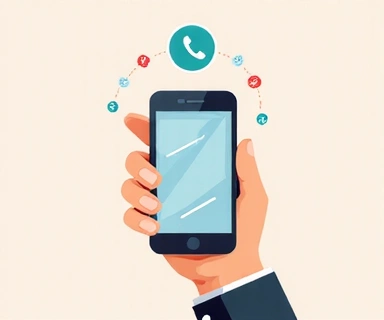 Icono de teléfono con una mano sosteniendo un smartphone