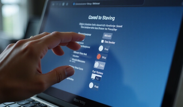 Persona ajustando la configuración de privacidad en un navegador web.