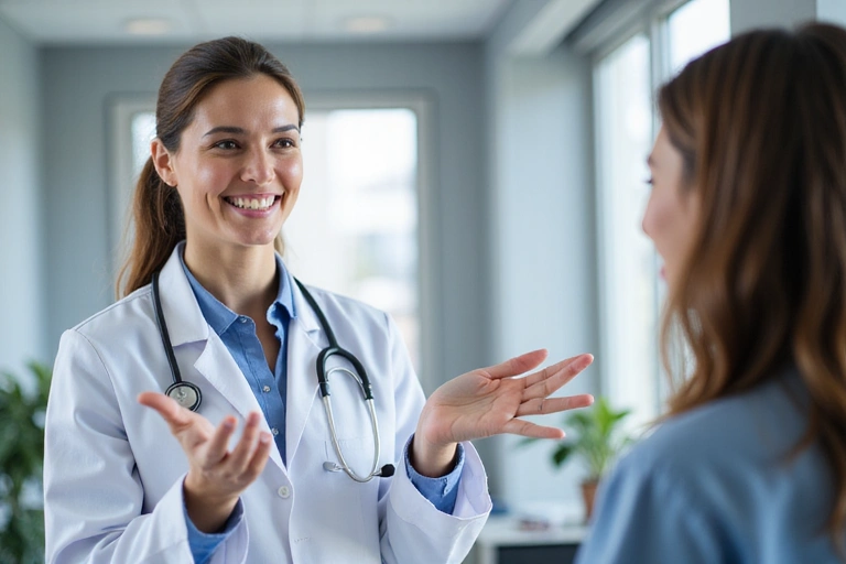 Doctor explicando la importancia de consultar a un médico